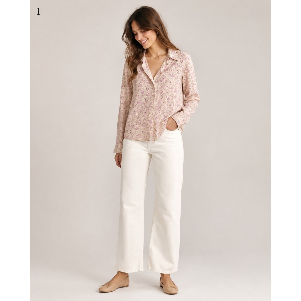 Women's Pink Floral Button-Down Shirt